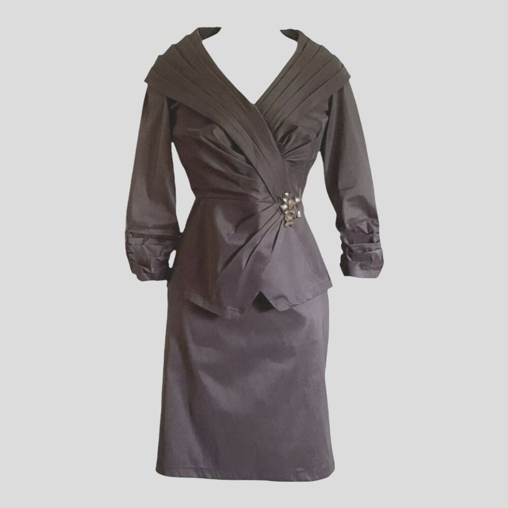 Tadashi Shoji Mother Of The Bride Taffeta 2 Piece Taffeta Outfit Top 8 Skirt 12